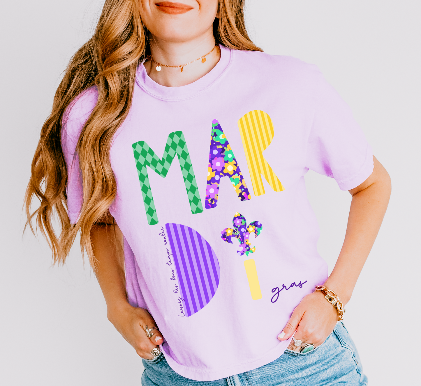 Boxy Crop Mardi Gras Tee / Adult Sizes / Mardi Gras