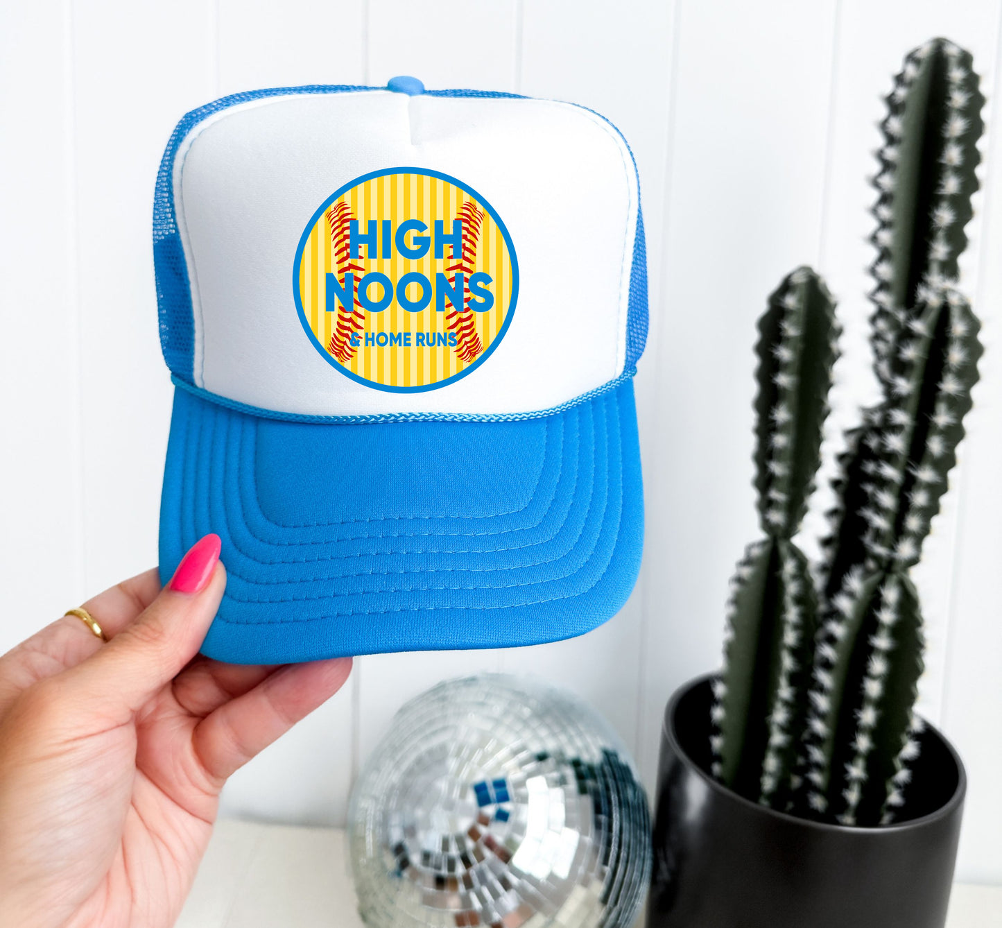 High Noons and Home Runs Trucker Hat/ Baseball Trucker Hat/ Funny Gifts for Her/ Summer Baseball Cap
