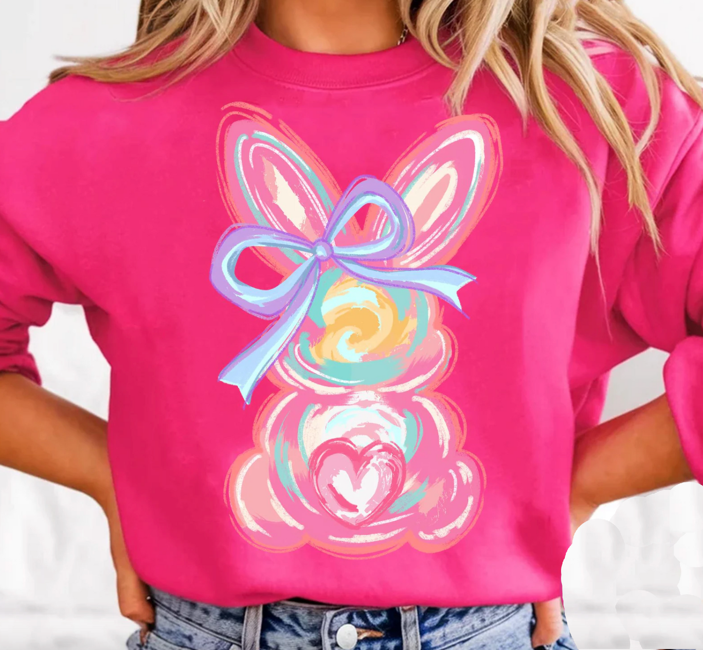 Bunny Pink Easter Sweatshirt - Youth and Adult Sizes