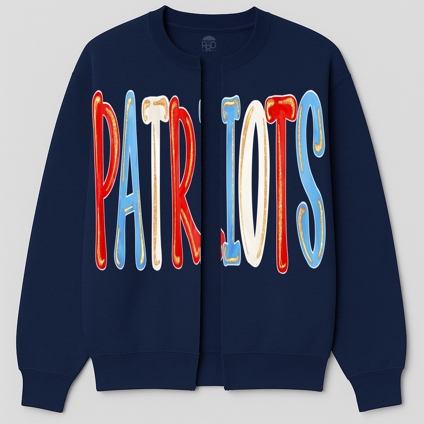 Patriots Custom Sweatshirt Cardigans - Oversized Print - Option of Additional Personalization on Back and Sleeves