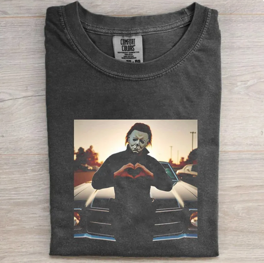 Comfort Colors or Bella Canvas Michael Myers Halloween Heart Tee/ Vintage Retro Halloween Shirts/Youth and Adult Sizes