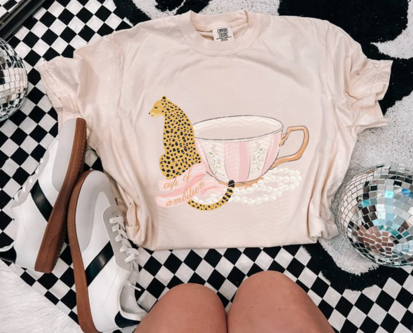 Bella or Comfort Colors Pour Myself a Cup of Ambition Shirt/ Leopard Cup Shirt