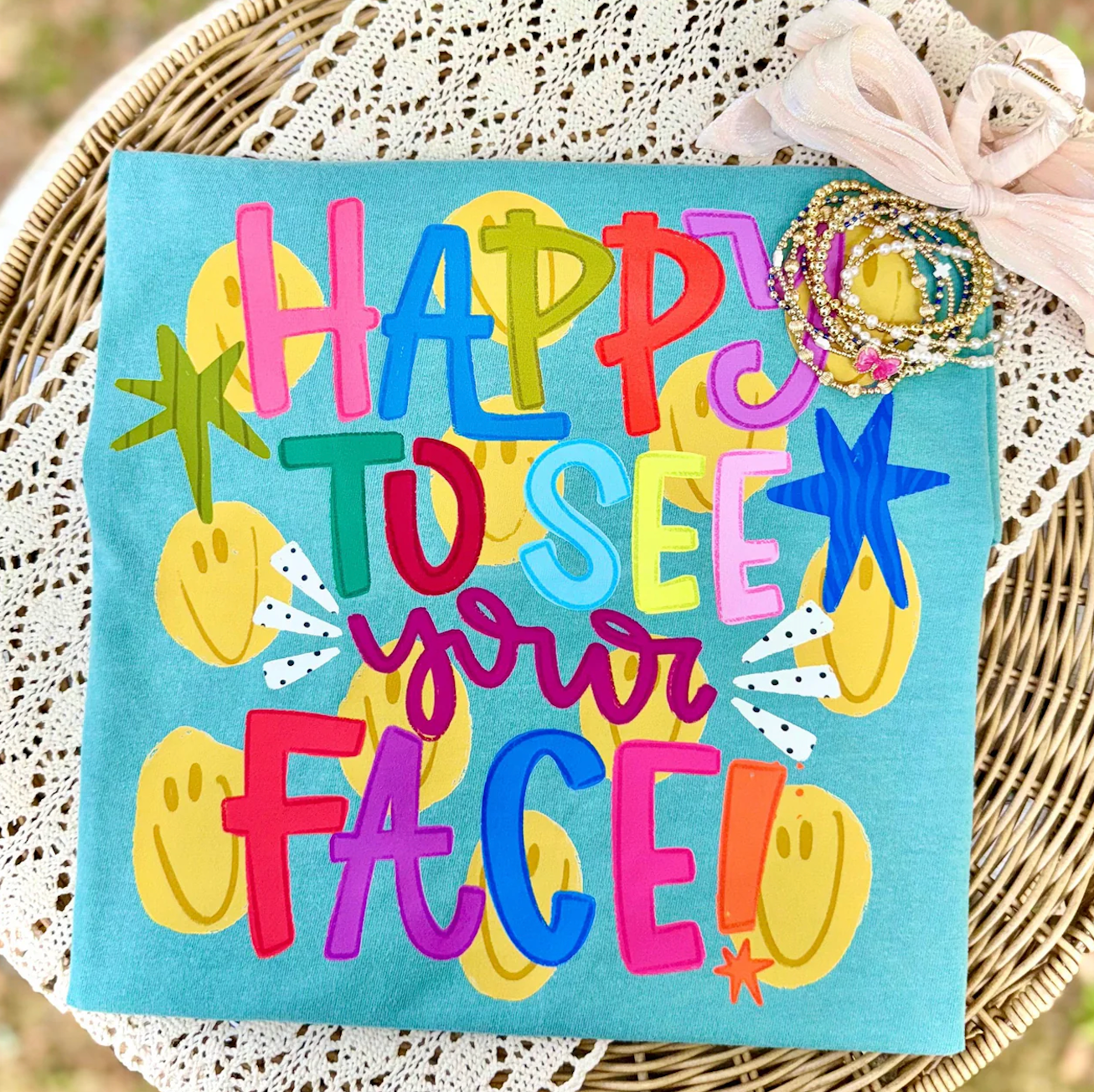 Comfort Colors Happy To See Your Face Smiley Shirt/ Great Day Shirt/ Youth and Adult Sizes