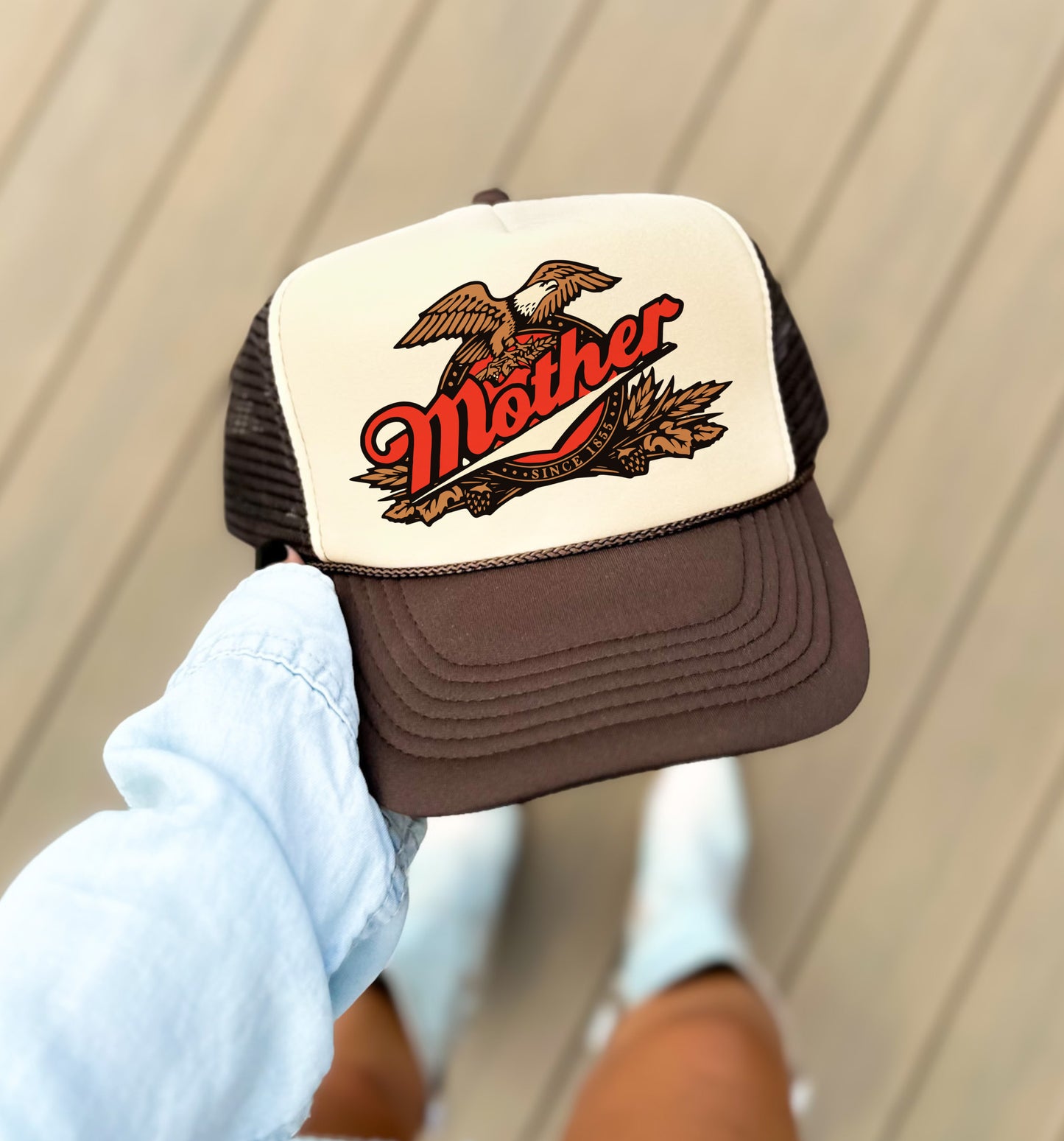 Camo Mother Trucker Hat/ Gifts for Her/ Vintage Beer Style Hat