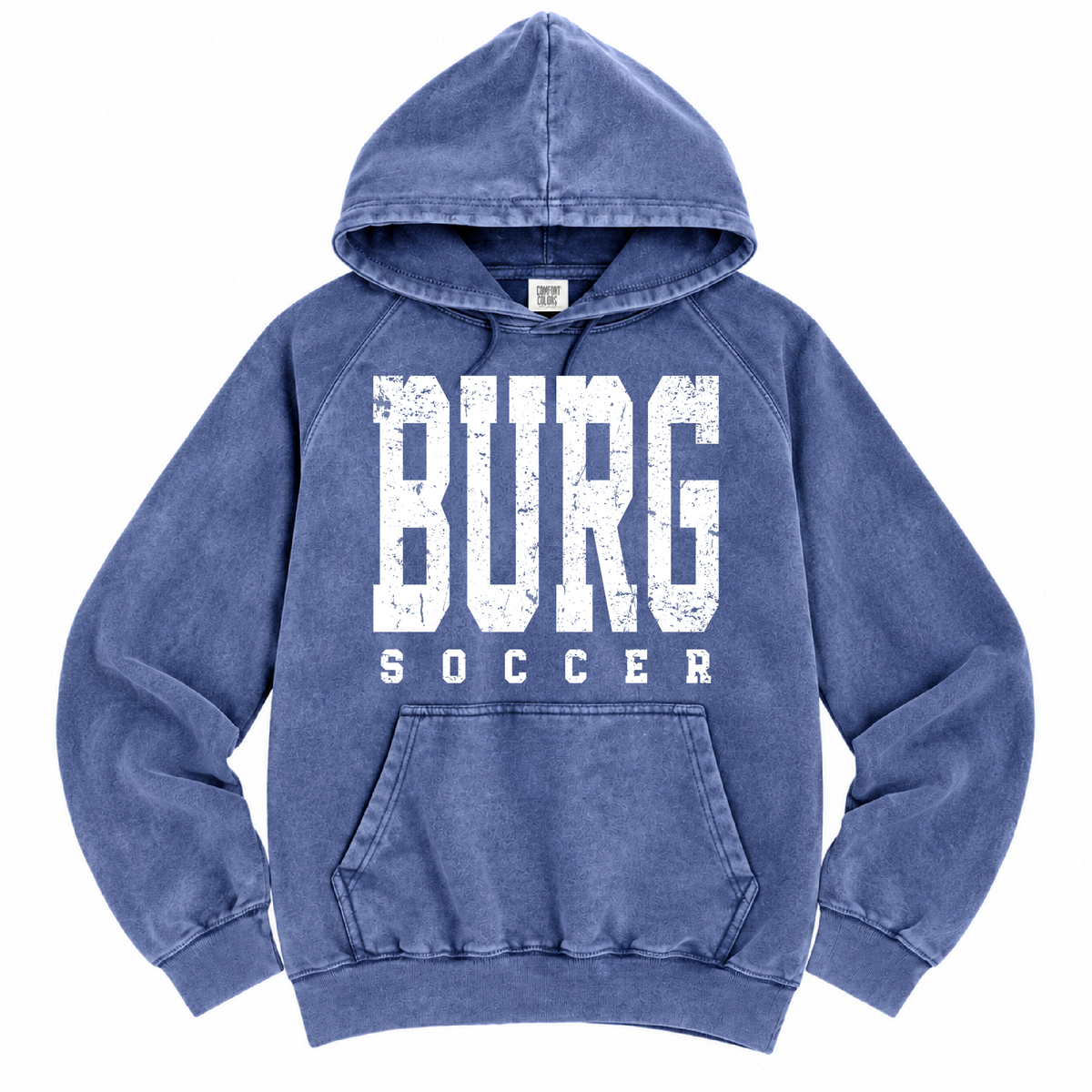 Burg Soccer Acid Washed Hoodie / Patriots Sweatshirt/ Quality Acid Washed Hoodie -Lewisburg Soccer