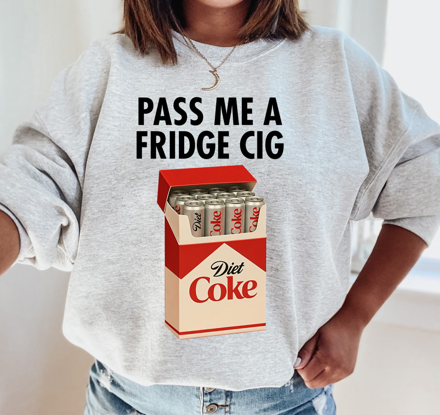 a fridge cigarette Diet Coke Fridge Cig Funny Sweatshirt, Gildan 18000 Crewneck for Men & Women, Cozy Viral Gift, Printify Choice Aesthetic Outfit Sand / M