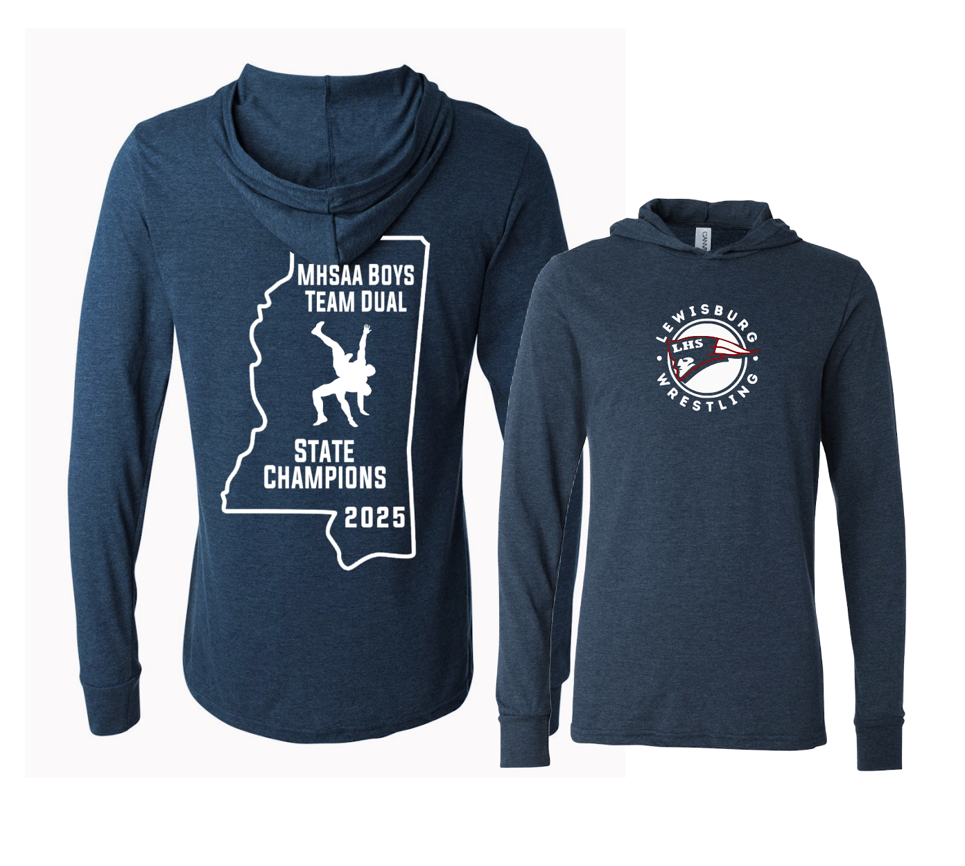 Lewisburg Wrestling State Champion Fundraiser - Bella Canvas Hooded T-Shirt