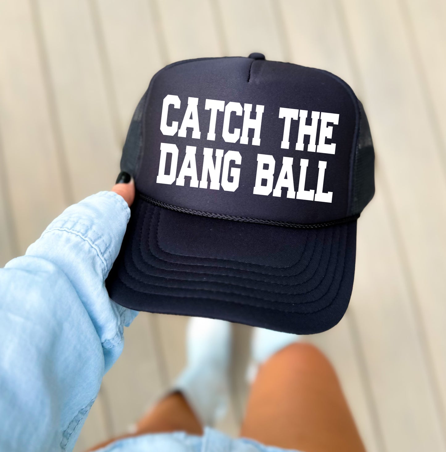 Block Print Catch The Dang Ball Baseball Trucker Hat/ Funny Gifts for Her/ Baseball Mom Hats/ MULTIPLE COLORS