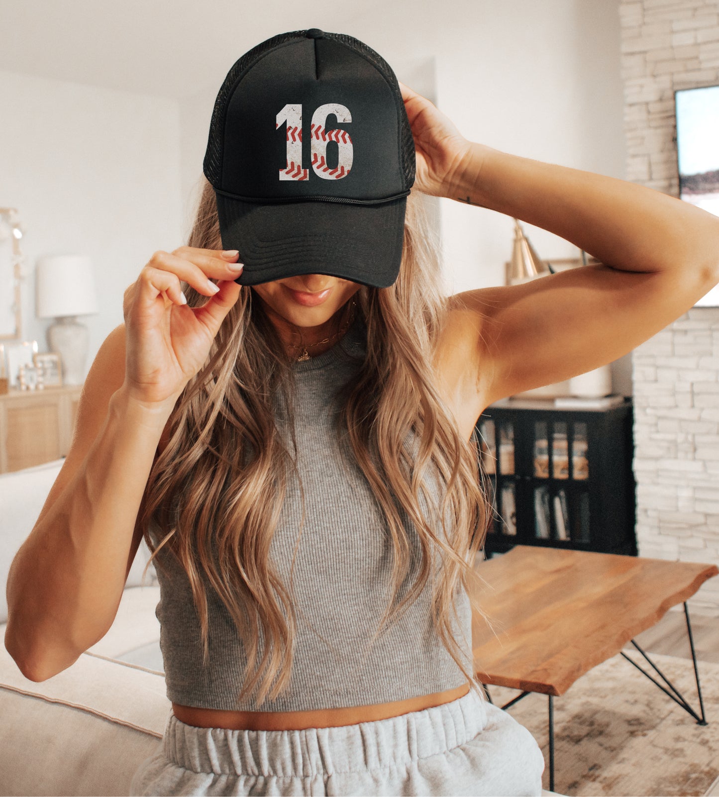 Baseball Number Printed Trucker Hat/ Any Number/ Custom Baseball Hat/ Multiple Colors