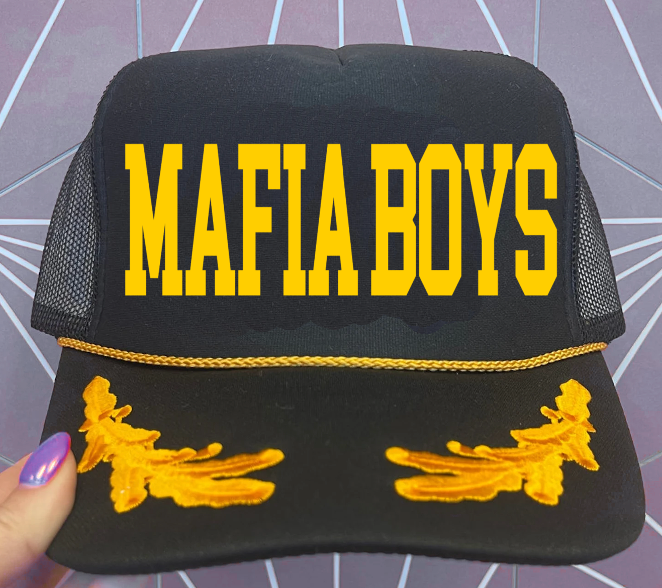 Mafia Boys Hat/ Custom Baseball Name Hat/ Captain Hat with Leaves