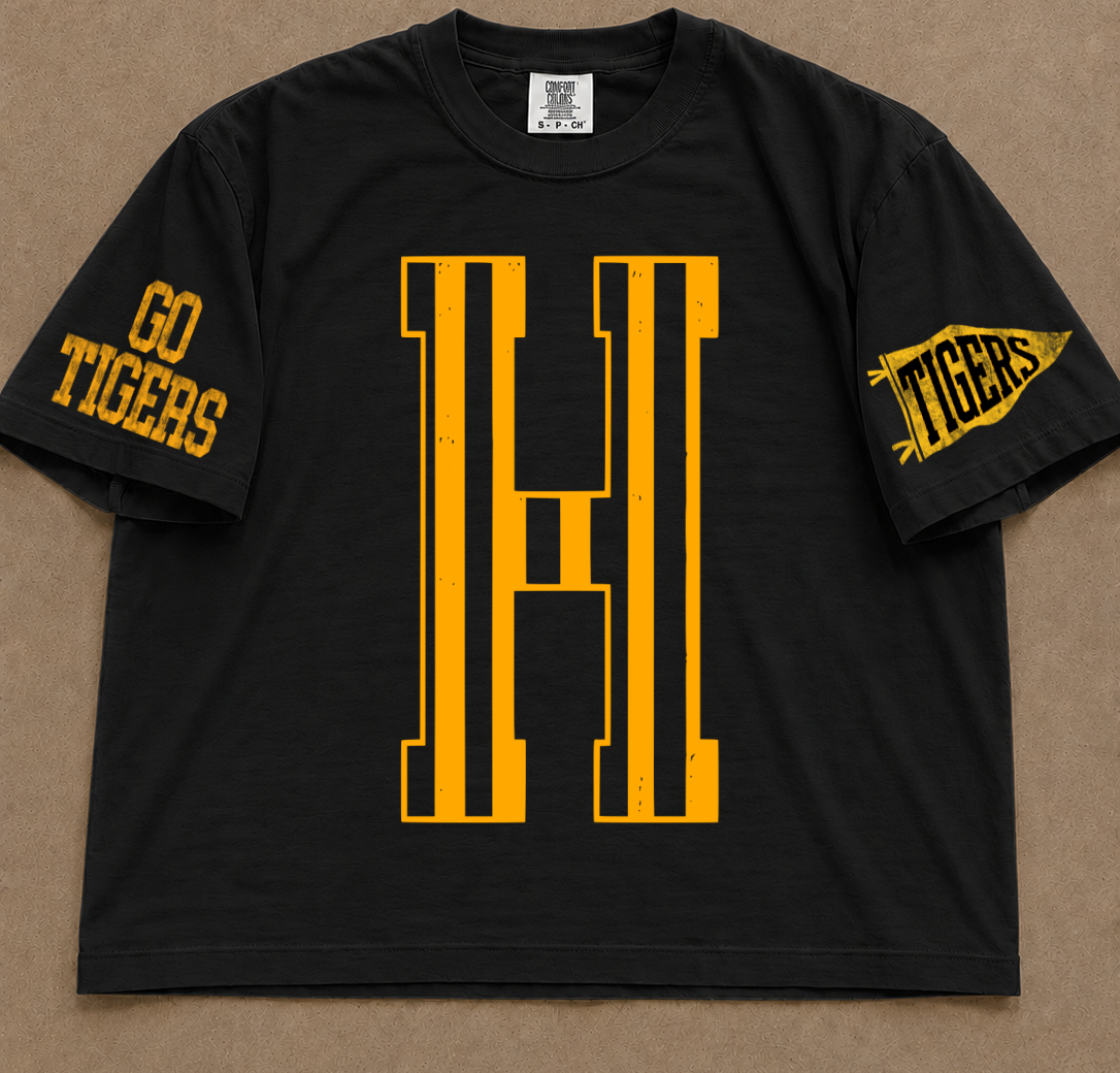 Custom Comfort Colors Hernando Stripe (OR ANY OTHER SCHOOL) Number Spiritwear Shirts/Football /Baseball or Softball/ Custom Boxy Crops