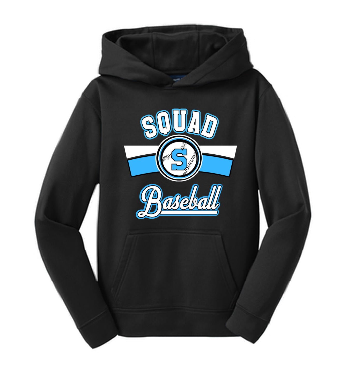 Squad Baseball Hoodie/ Youth and Adult Sizes Black