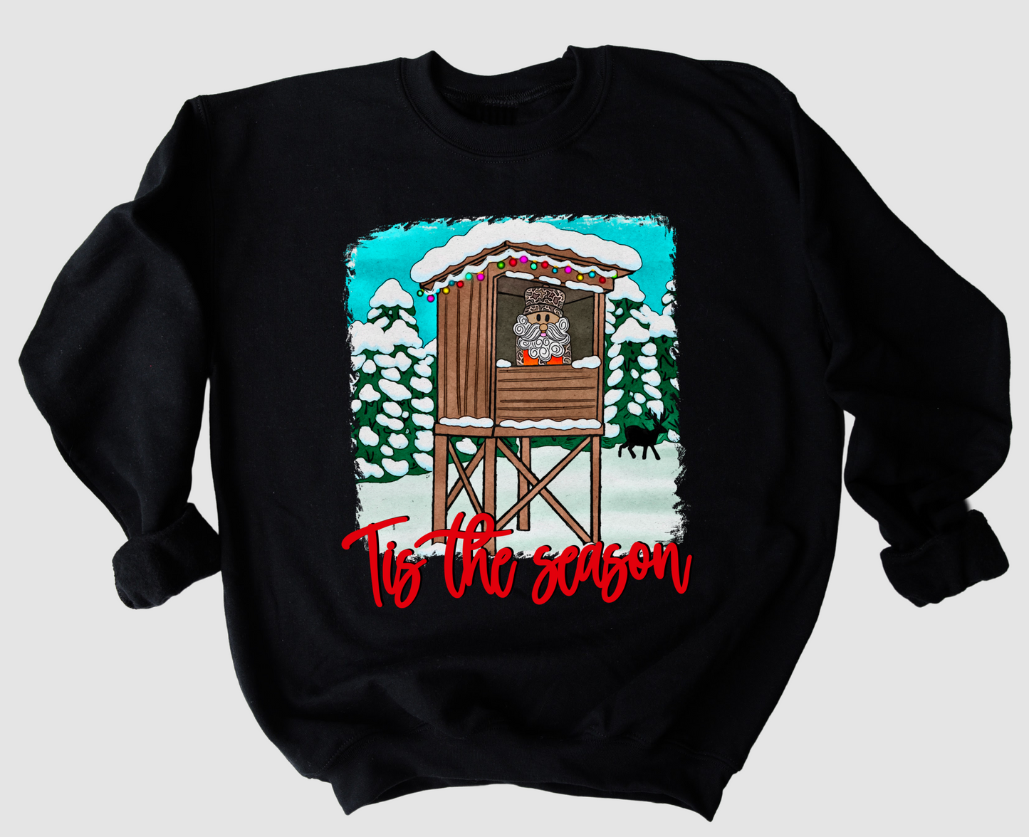 Black Tis The Season Hunting Gildan or Bella Christmas Sweatshirt/ Holiday Sweatshirt/ Youth and Adult Sizes