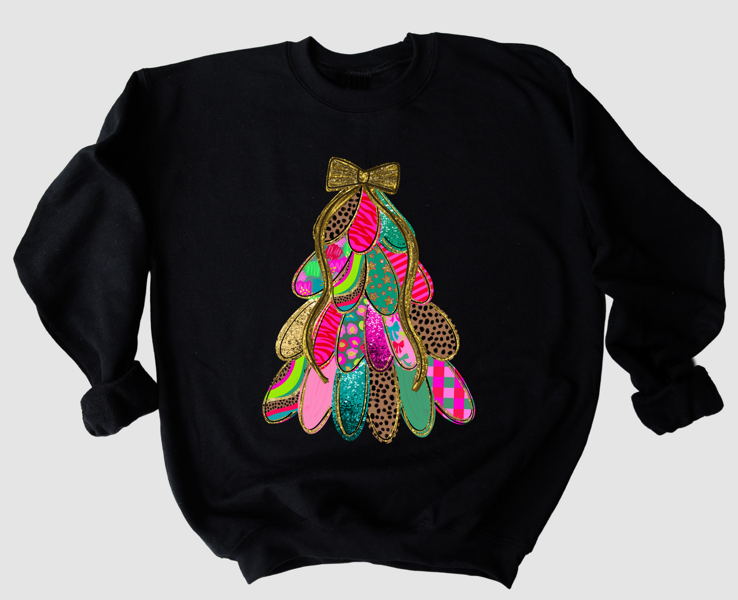 Black Sass Christmas Tree Gildan or Bella Christmas Sweatshirt/ Holiday Sweatshirt/ Youth and Adult Sizes