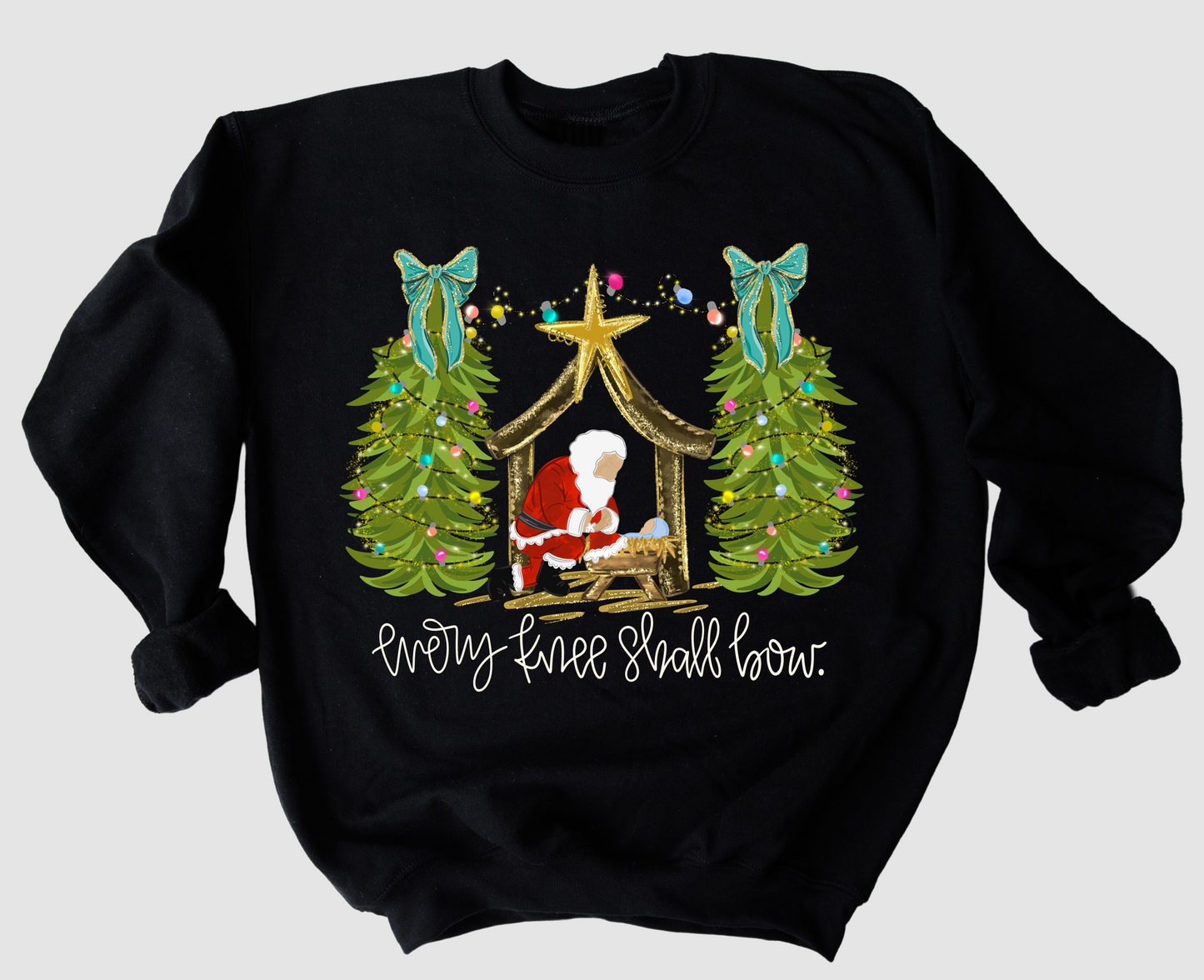 Every Knee Shall Bow Christmas Gildan or Bella Christmas Sweatshirt/ Holiday Sweatshirt/ Youth and Adult Sizes