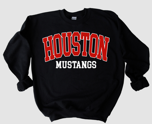 Gildan or Bella Canvas Retro Houston Mustangs Sweatshirt/ DTF Printed