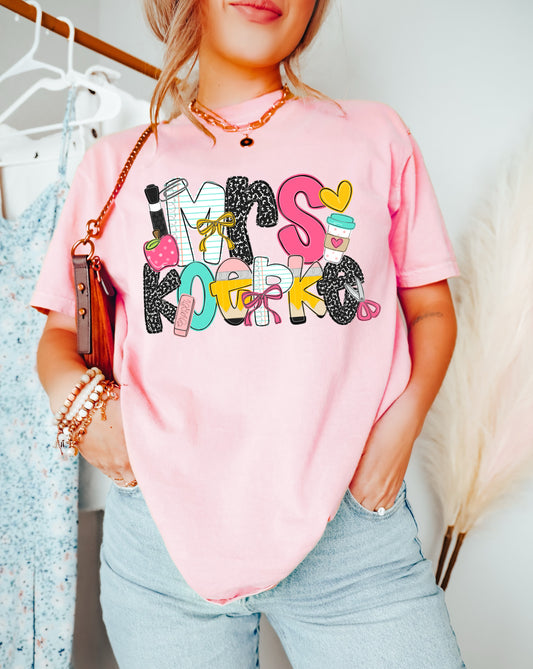 Personalized Teacher Shirt/ Custom Comfort Colors or Bella Canvas - Mrs. Teacher Name Tee/ Teacher Gifts/ Teacher Team Shirts