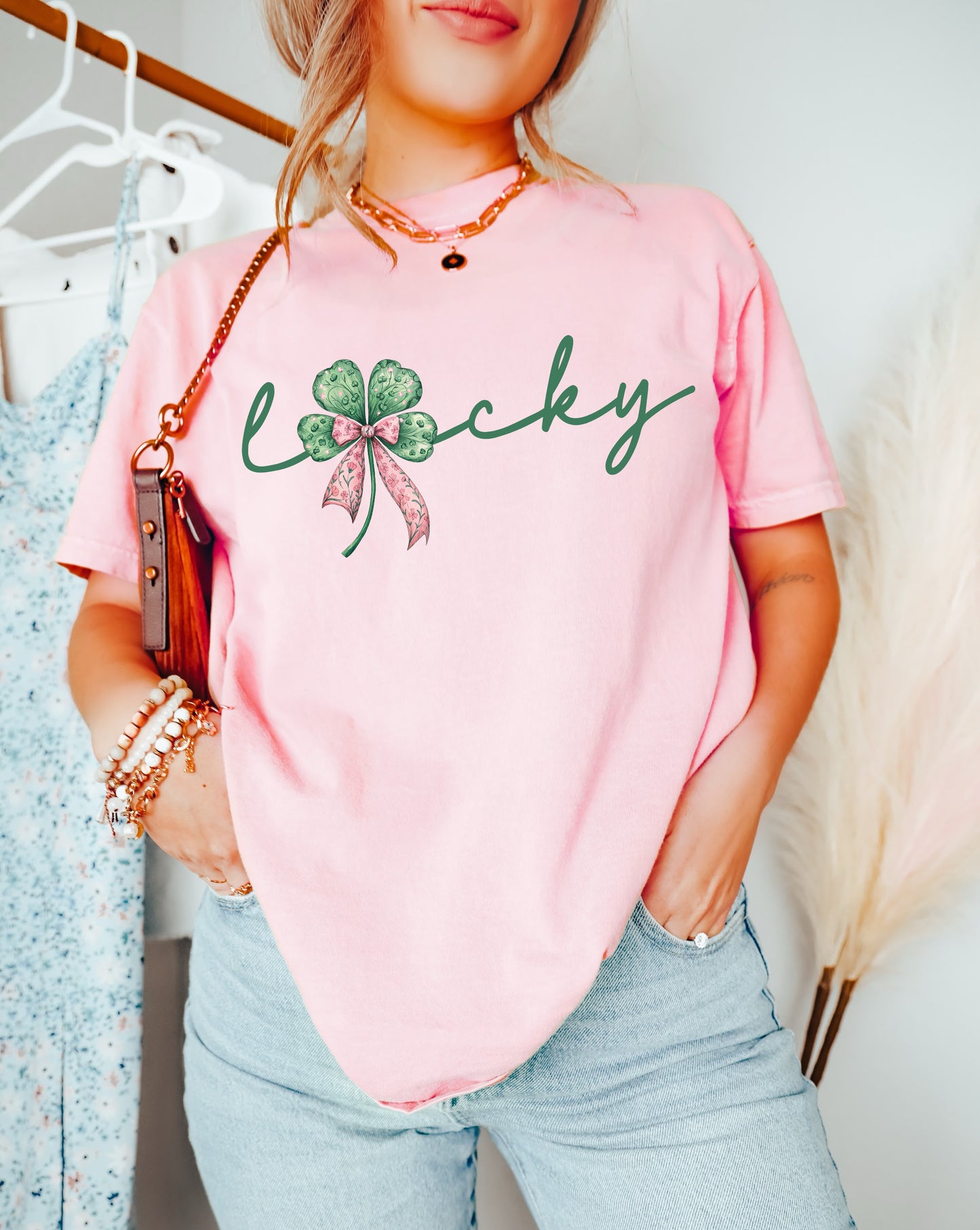 Pink Comfort Colors or Bella Lucky St. Patricks Day Shirt/Toddler, Youth and Adult Sizes / St Patty's Day