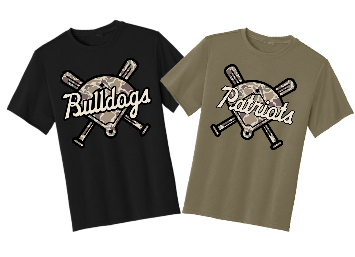 Dri-Fit Custom Camo Baseball Mascot Shirts/ Mens/ Boys Shirts/ Youth and Adult Sizes