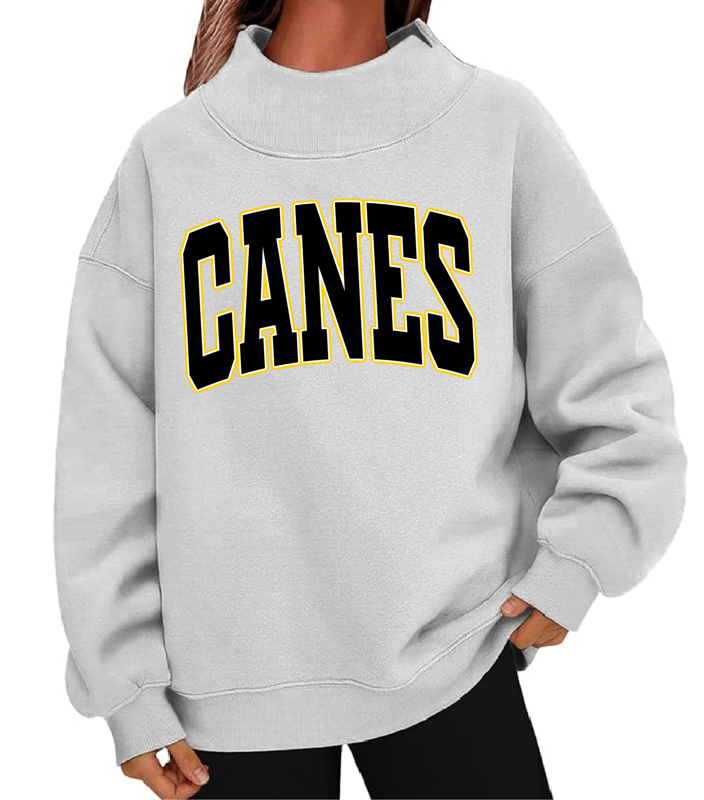 Canes Mock Neck Sweatshirt - Baseball Sweatshirt