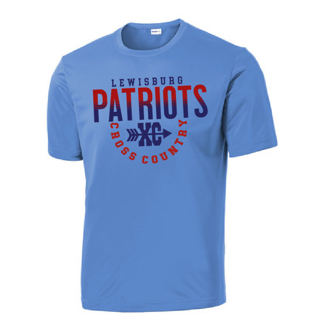 Lewisburg Cross Country Short Sleeve Dri-Fit Shirt - Columbia Blue Drifit or Bella Canvas