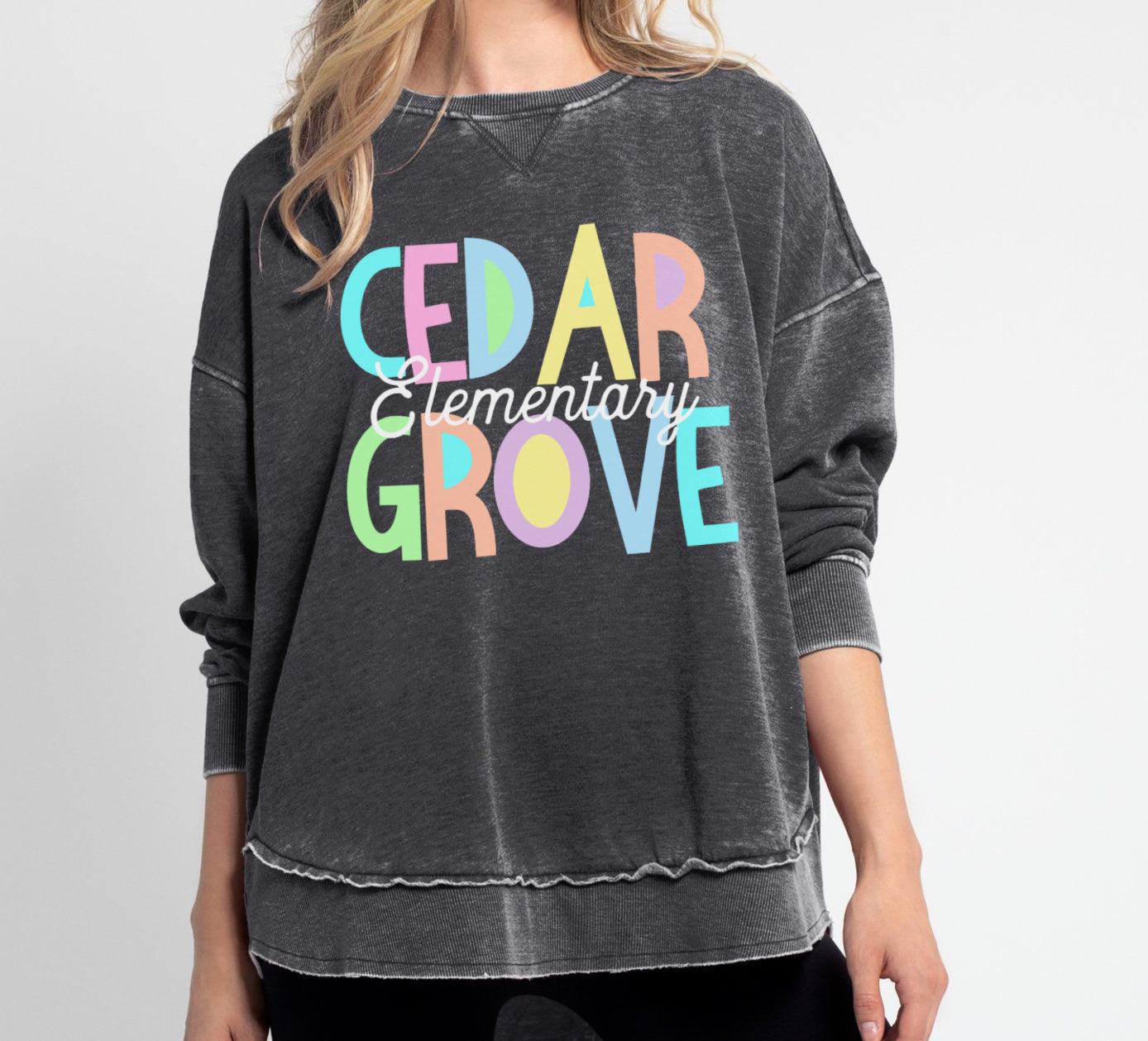 Acid Washed Cedar Grove Elementary Sweatshirt/ Unisex Sweatshirt