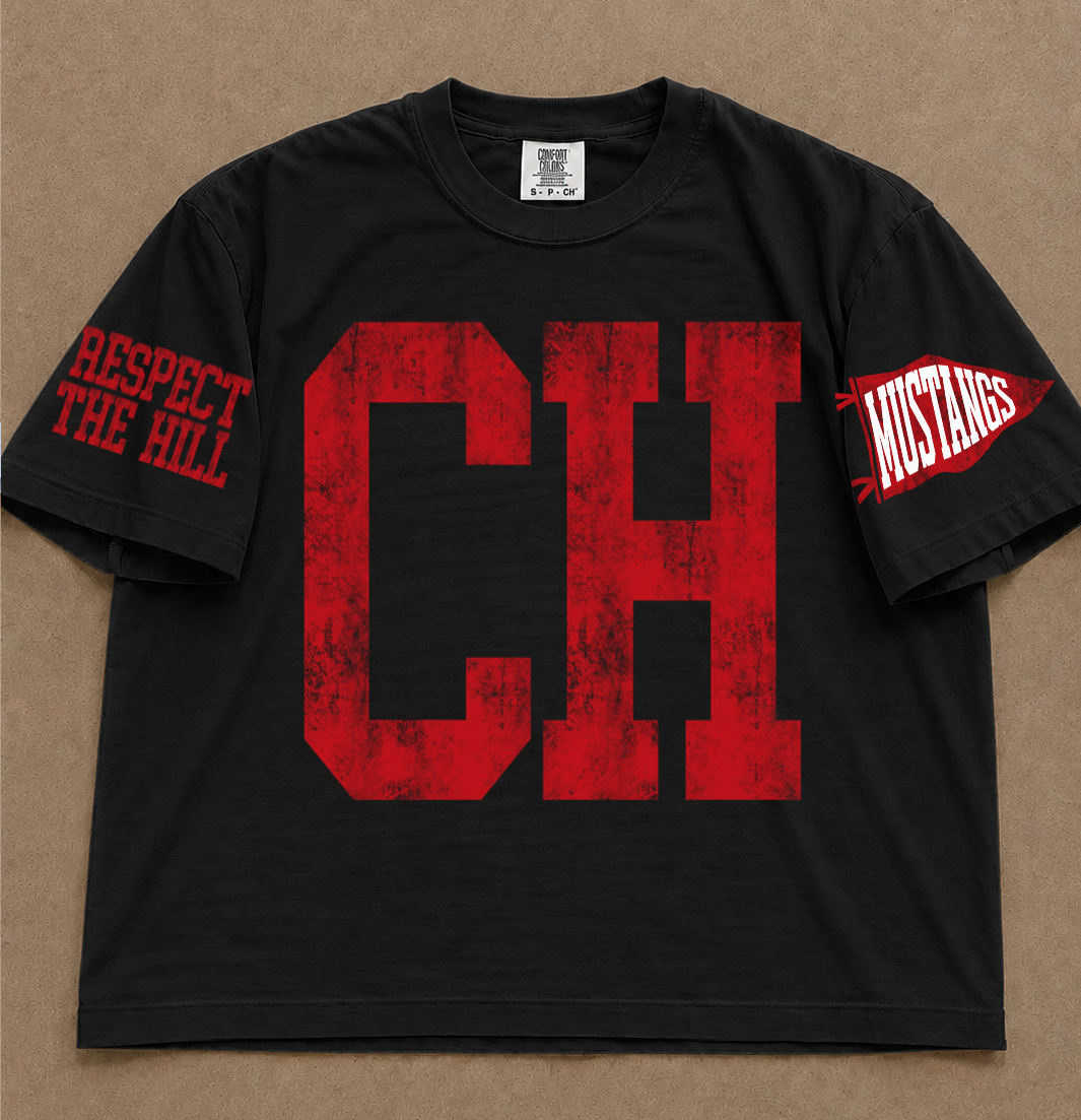 Custom Comfort Colors Number Center Hill Mustangs Spiritwear Shirts/Football /Baseball or Softball/ Custom Boxy Crops