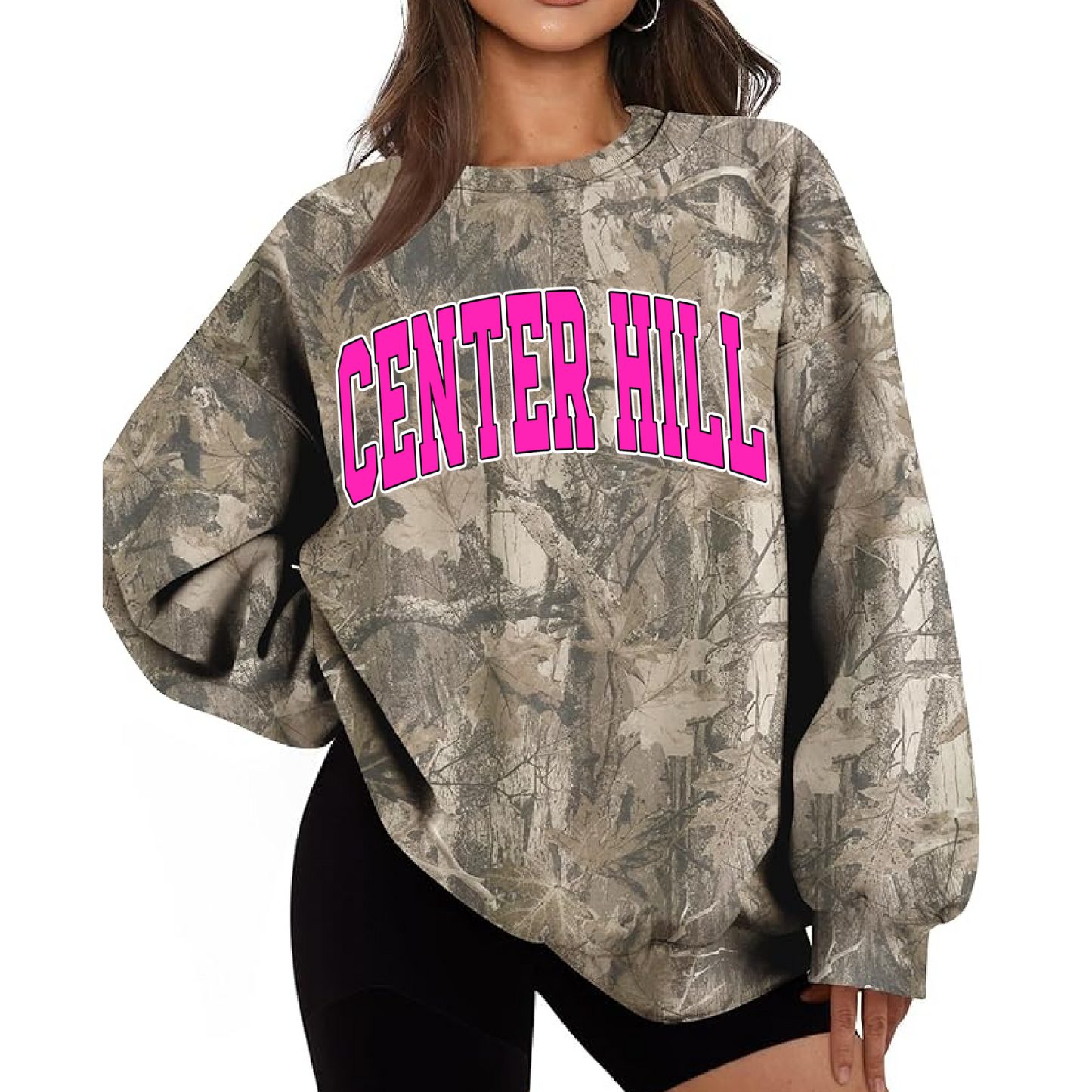 Camo Center Hill Sweatshirt/ PINK OUT with Outline - Adult Sizes