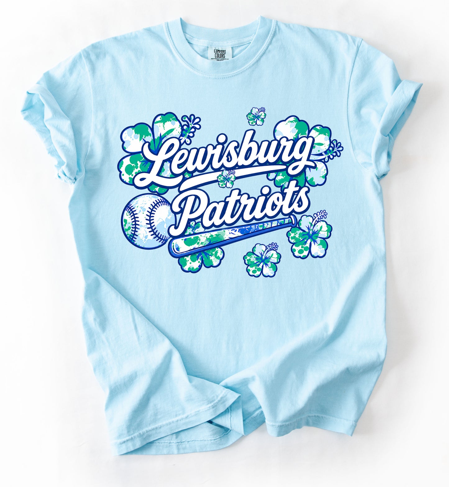 Lewisburg Patriots Baseball Hawaiian Theme Tee/ Comfort Colors - Youth and Adult Sizes