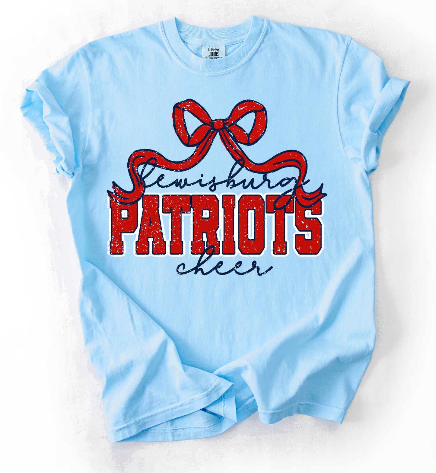 Hydrangea Comfort Colors - Lewisburg Patriots Cheer Shirt /Youth and Adult Sizes