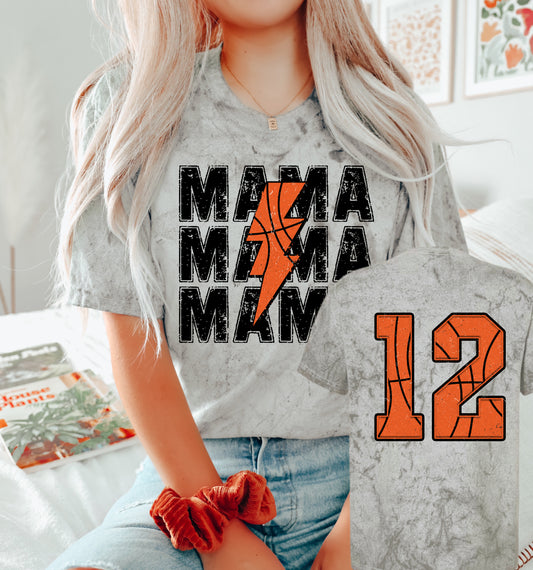 Comfort Colors Color Blast Basketball Mama Lightning Bolt Tee/ Football Mom Shirt