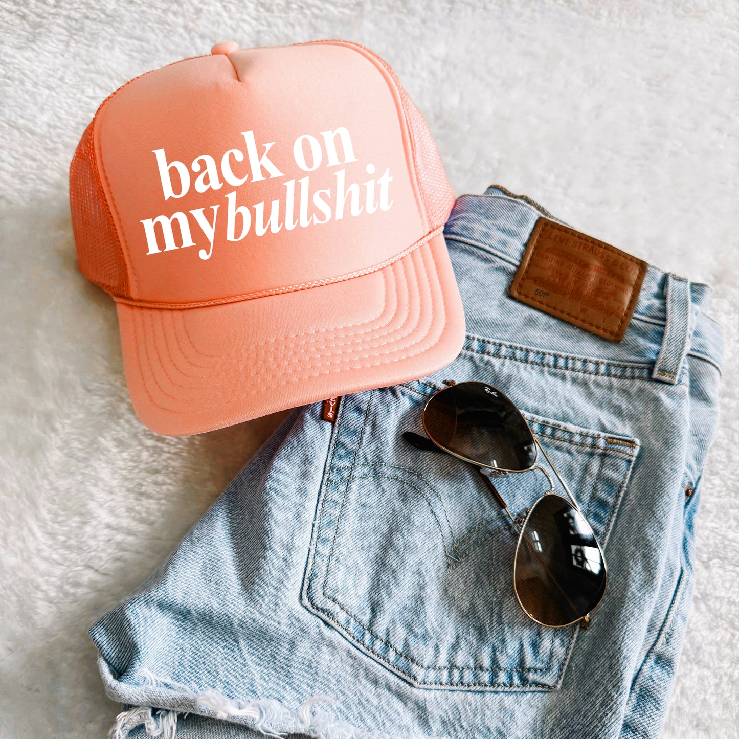 Back On My Bullshit Trucker Hat/ Funny Gifts/ Trucker Cap/ Vacation Hats