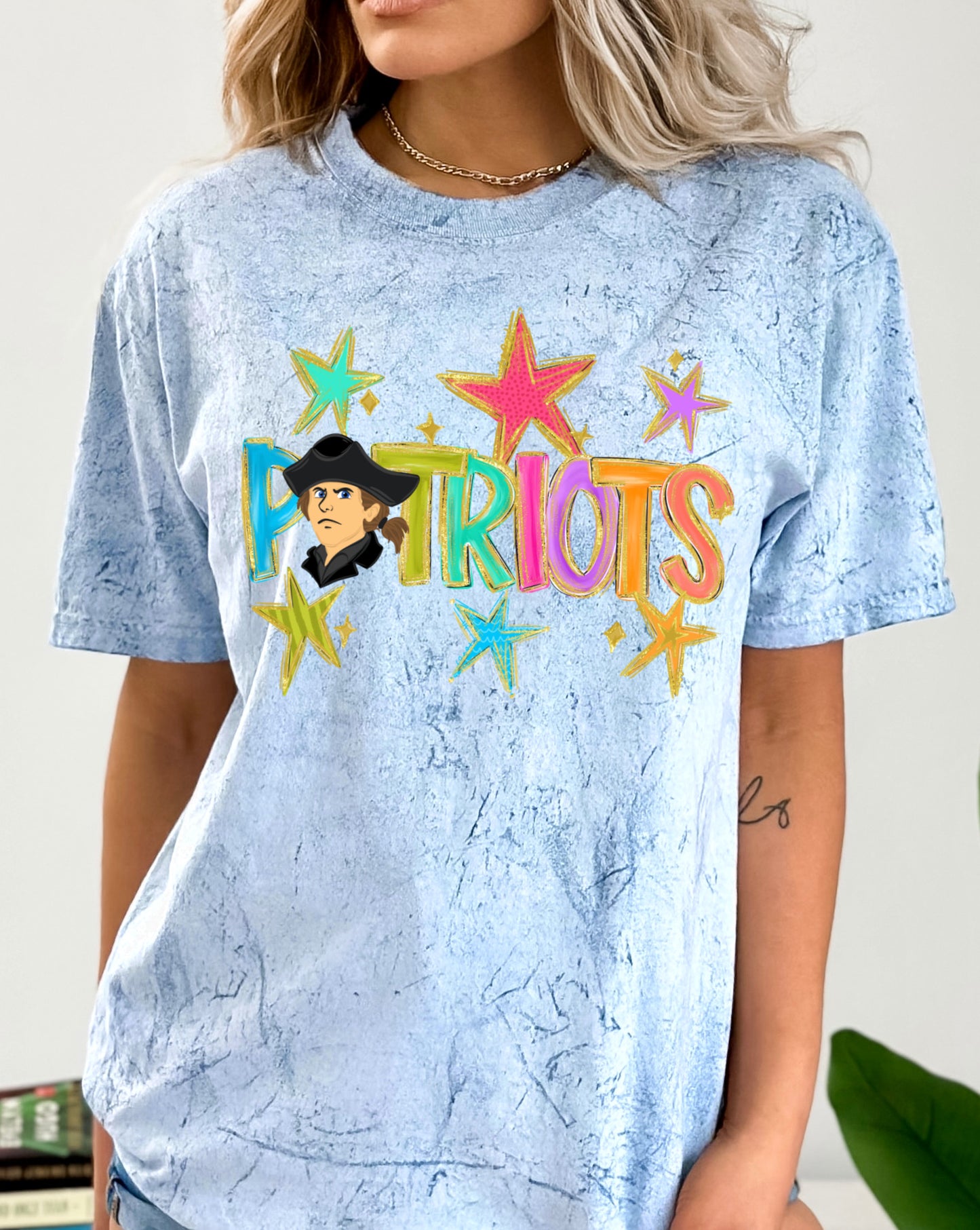 Patriots- Comfort Colors Colorblast Tee/ Cute Mascot Shirt - Lewisburg/Pike Lib/Marshall Academy