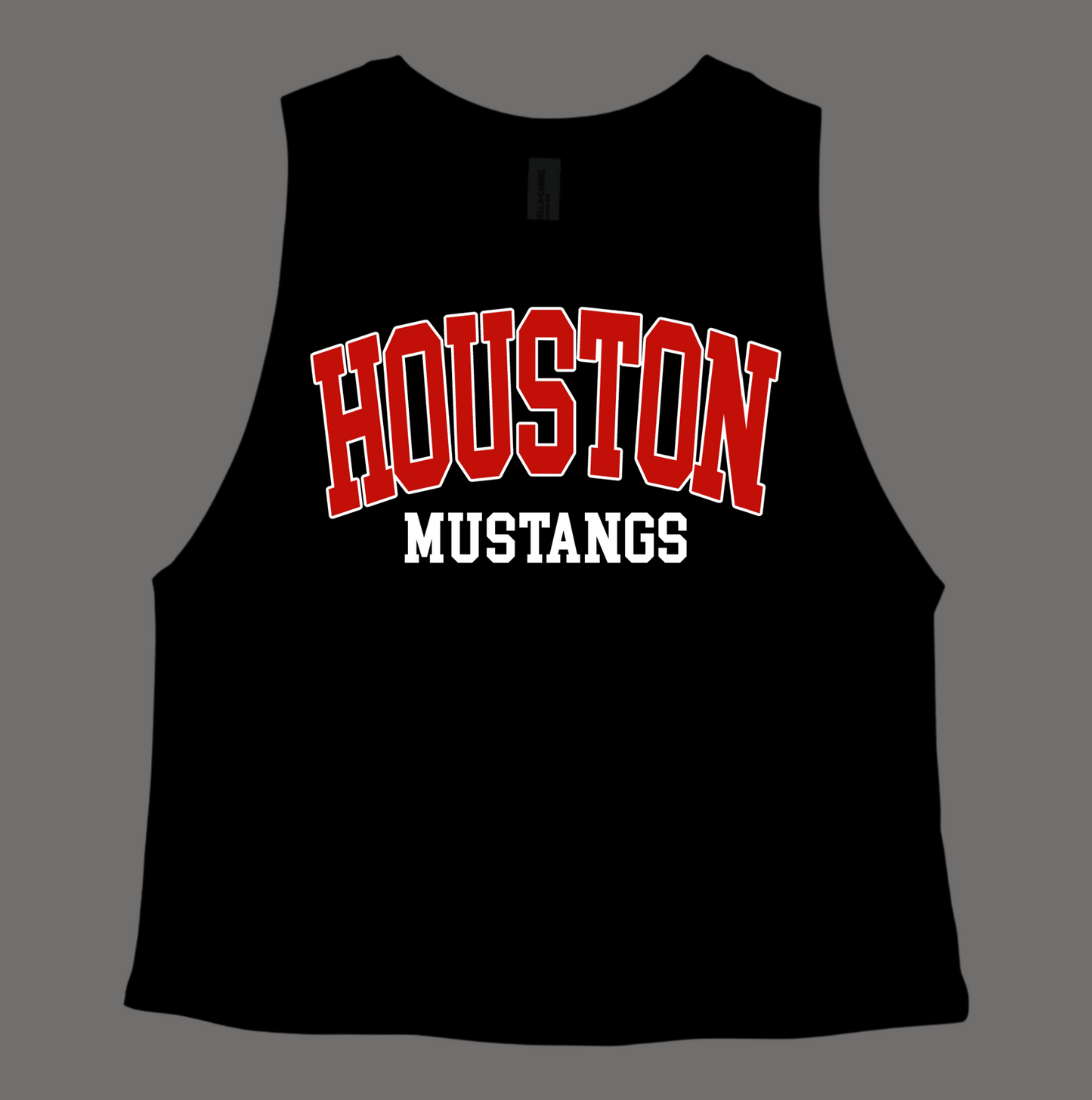 Black Houston Mustangs Cropped Bella Tank