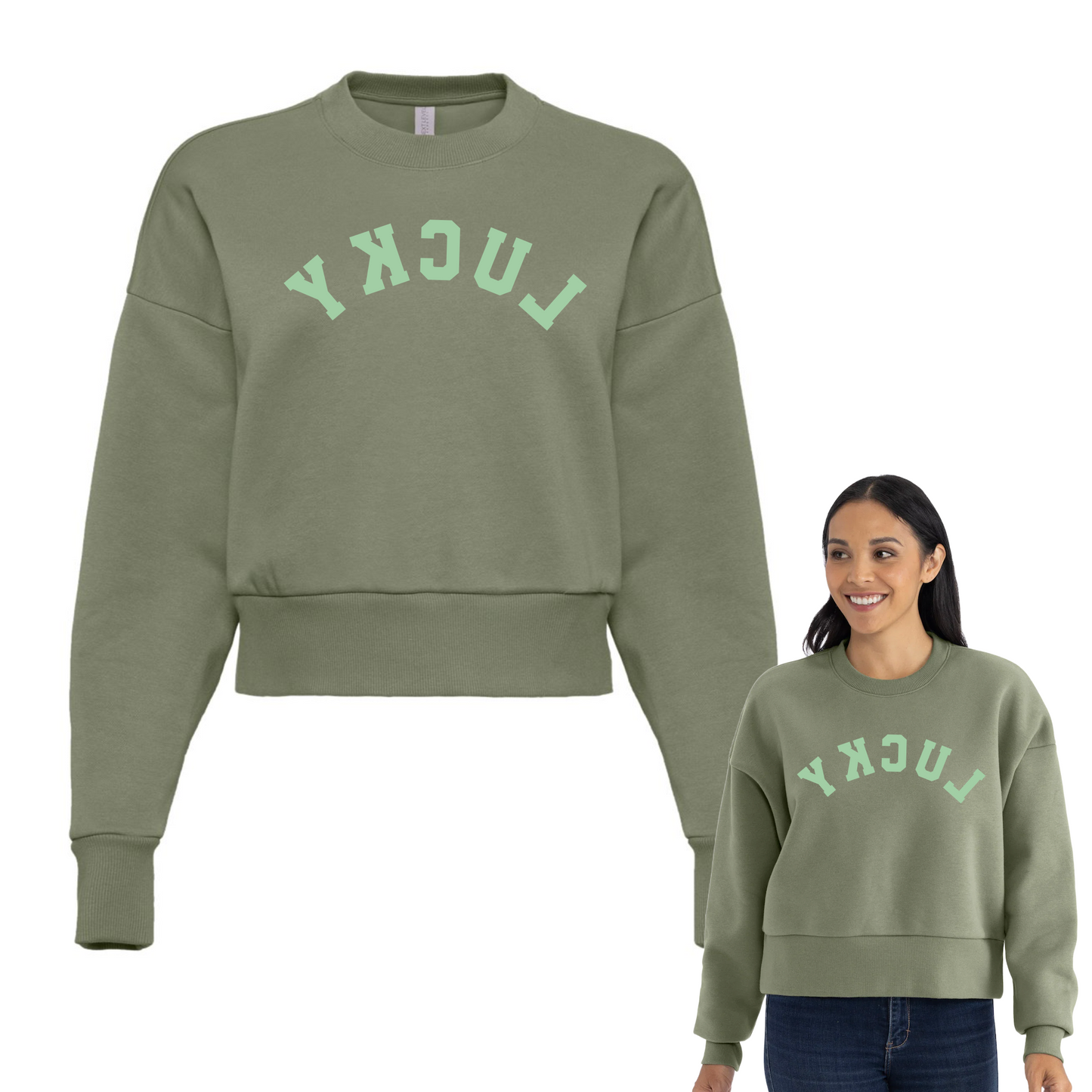 Cropped St. Patricks Day Lucky Sweatshirt/ Adult Sizes / St Patty's Day