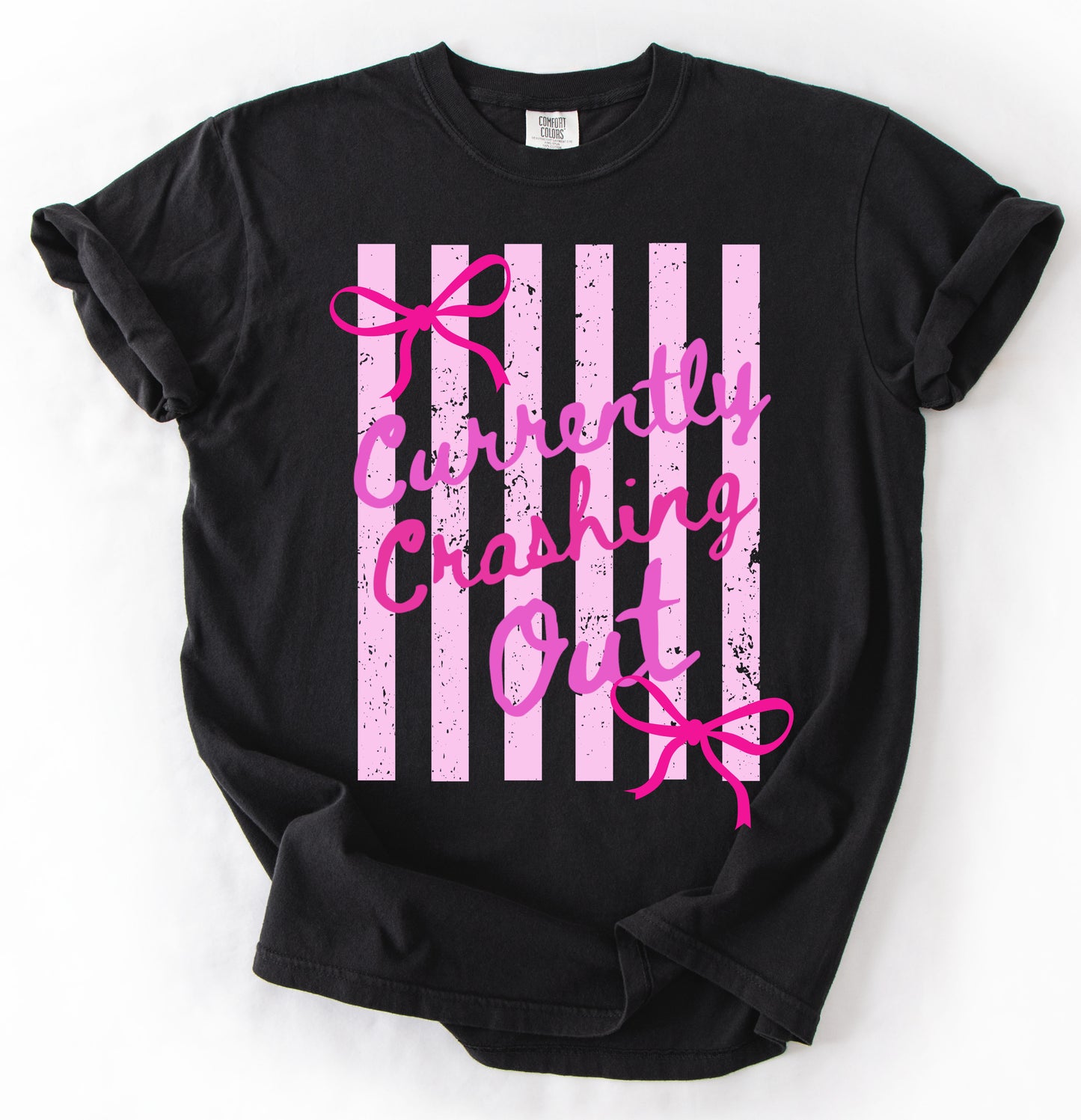 Comfort Colors Currently Crashing Out Shirt - Funny Shirts - Black/Youth and Adult Sizes