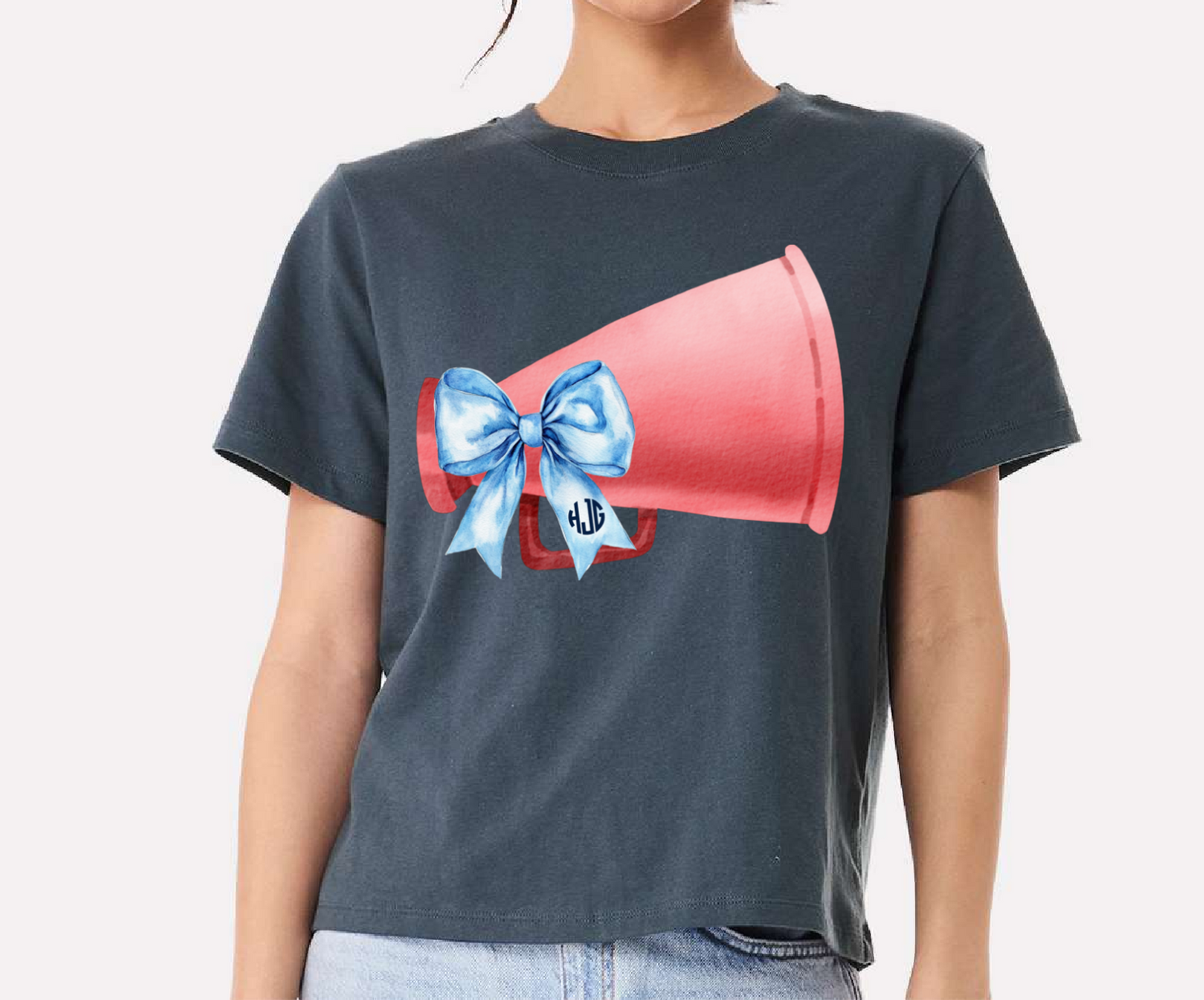 Custom Monogram Boxy Cropped Patriots Cheer Shirt/ Patriots Shirt / Adult Sizes