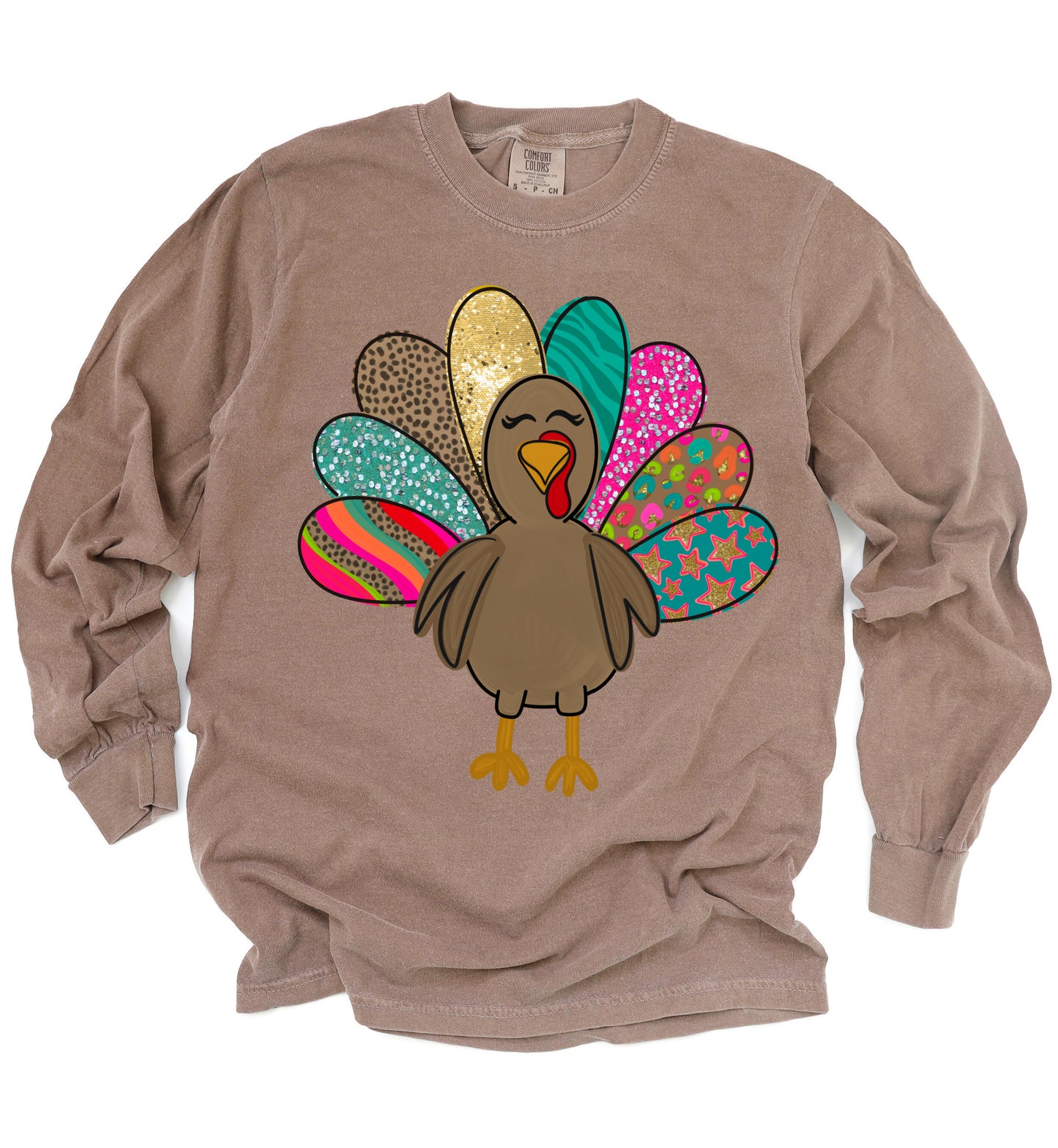 Long Sleeve or Short Sleeve Comfort Color Fancy Turkey Thanksgiving Shirt / Adult Thanksgiving Tee