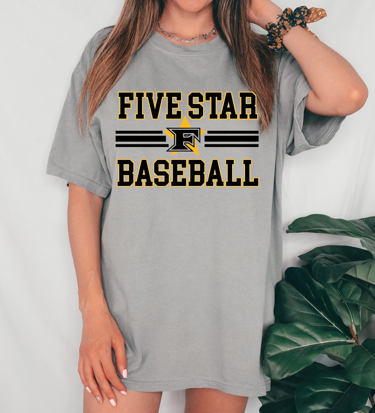 Comfort Colors, Next Level, or Bella Canvas Five Star Baseball Shirt