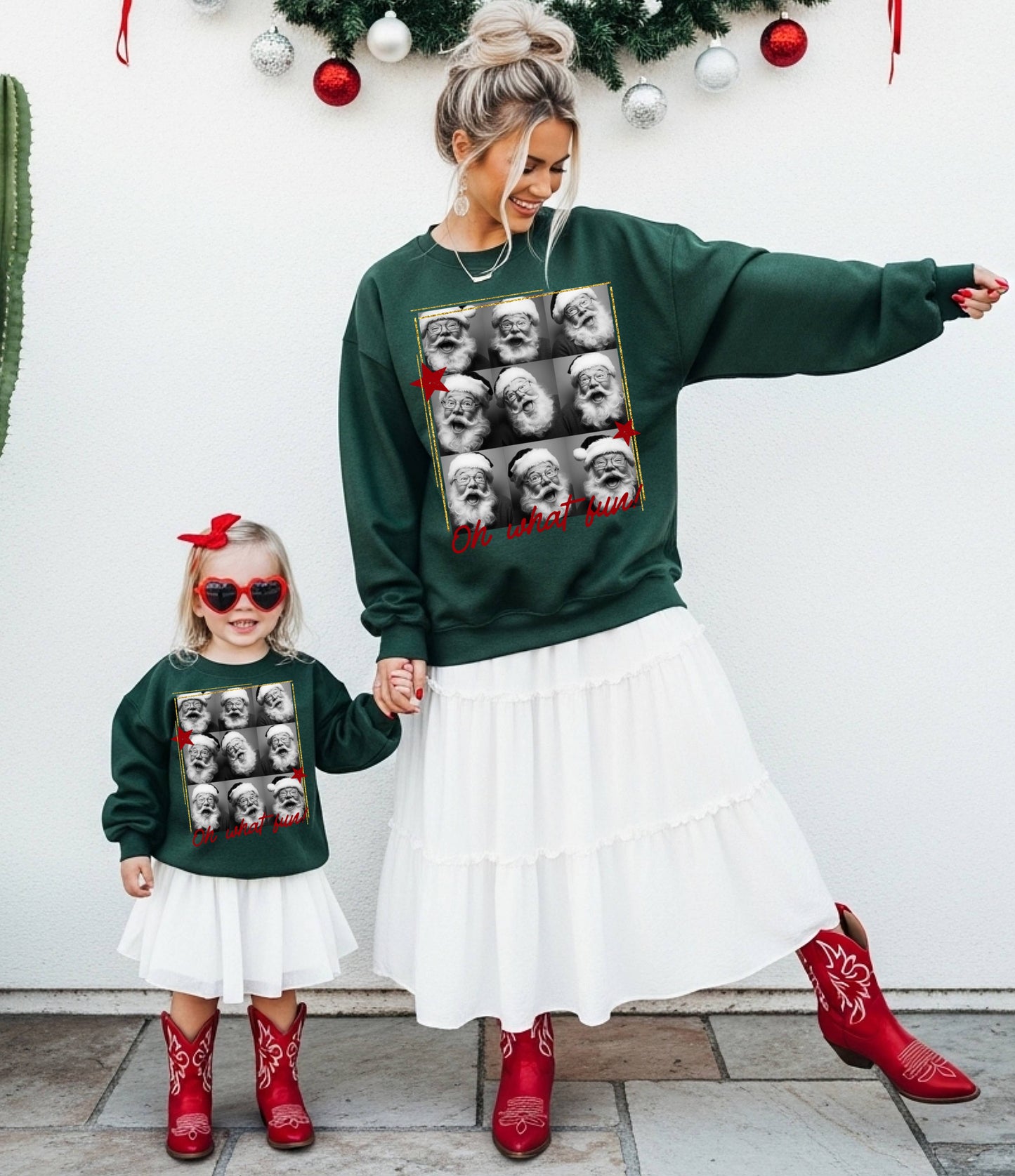 Mommy and Me Gildan or Bella Oh What Fun Santa Christmas Sweatshirt/ Holiday Sweatshirts