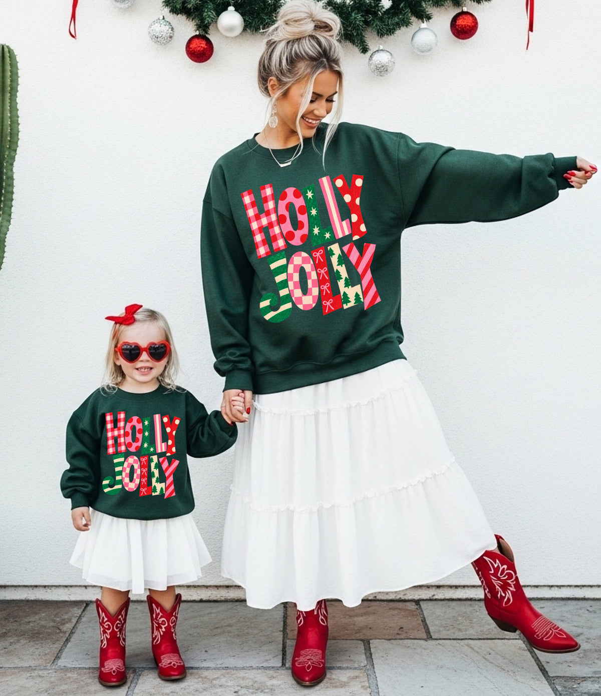 Holly Jolly Cute Christmas Sweatshirt/ Youth and Adult Sizes/ Mommy and Me Christmas/ Gildan or Bella