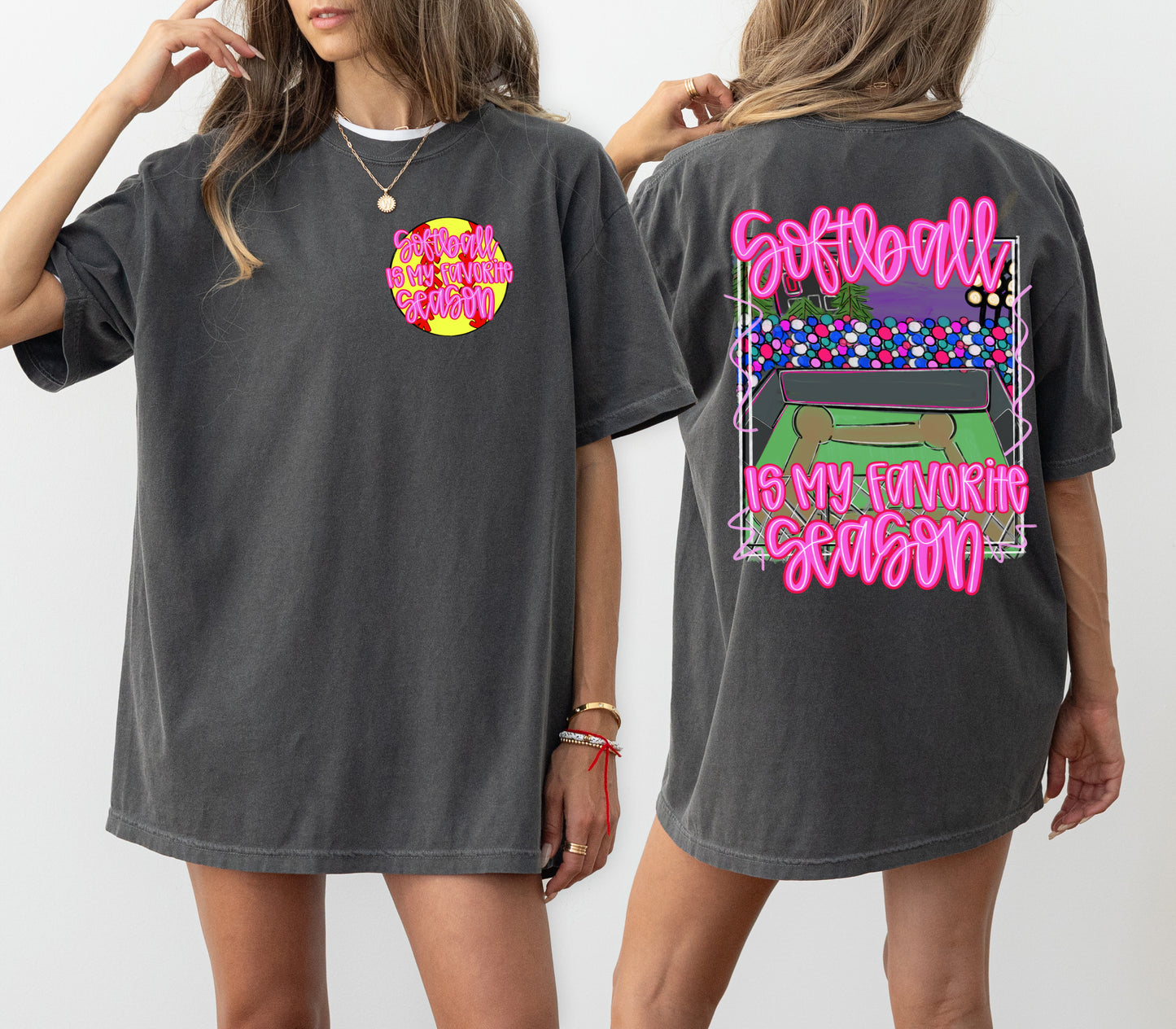 Comfort Colors Softball Is My Favorite Season Tee/ Front Back Print/ Youth and Adult Sizes