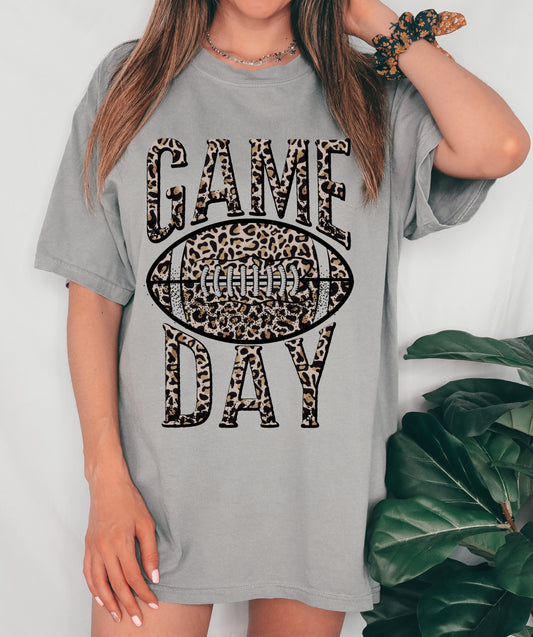 Comfort Colors or Bella Canvas Leopard Game Day Tee -Unisex Adult Sized Sports Shirt/ Football Mom Tee