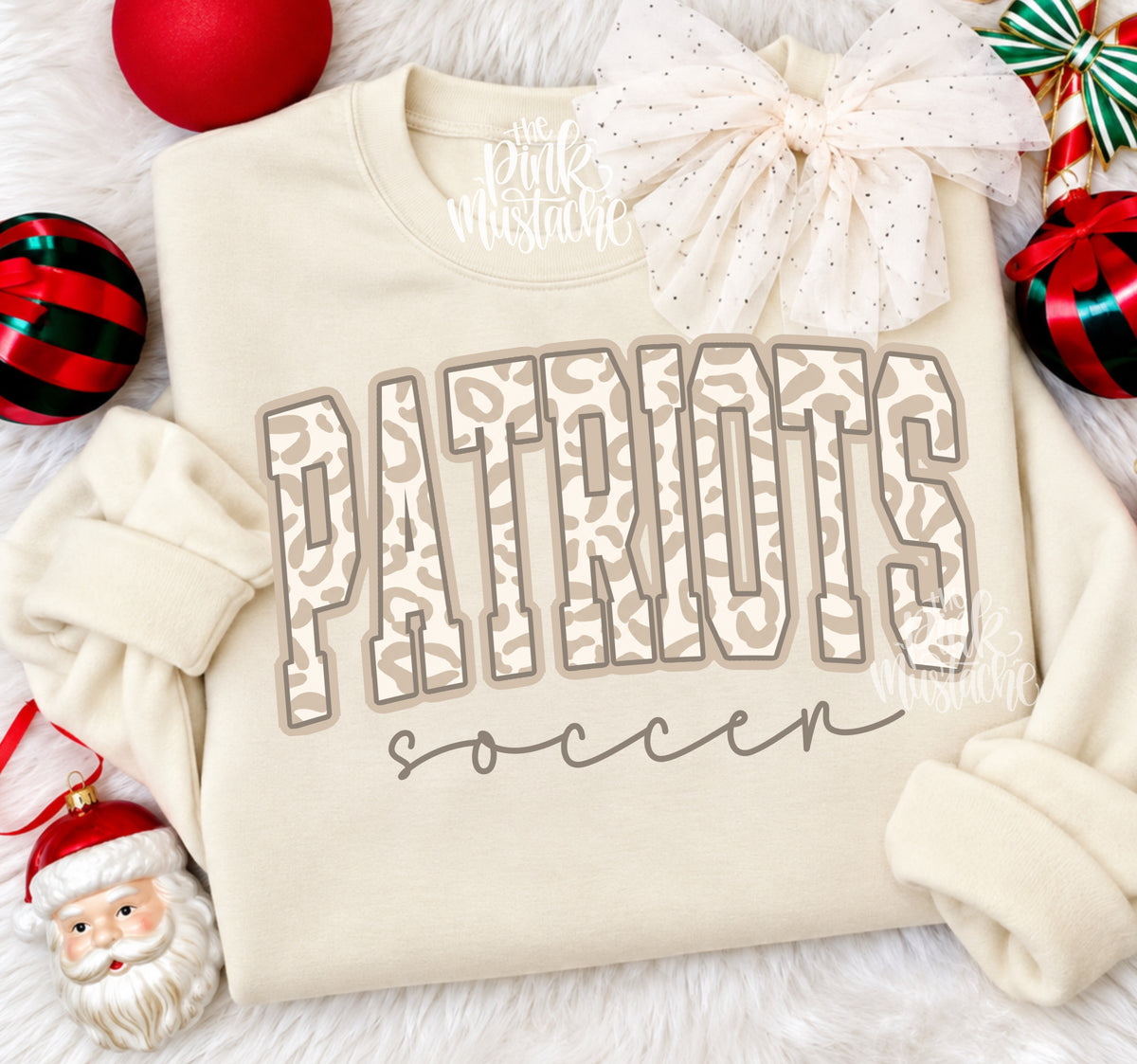 Bella or Gildan Patriots Lewisburg Leopard Print Soccer Sweatshirt / Youth and Adult Sizes/ Lewisburg -Desoto County Schools