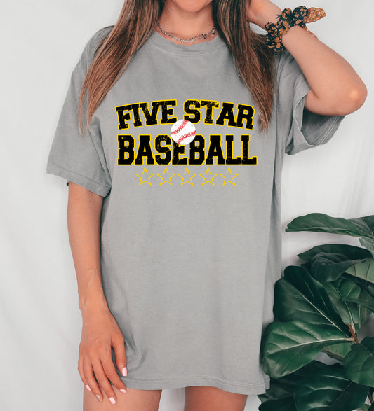 Comfort Colors or Bella Canvas Five Star Baseball Shirt