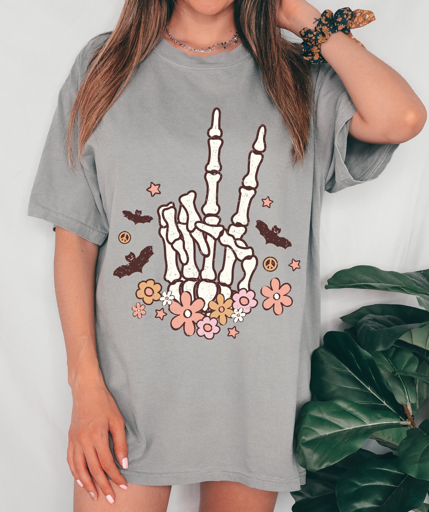 Comfort Colors or Bella Canvas Peace Sign Halloween Skull Hand Shirt / Fall Tees/ Mom Life Tee