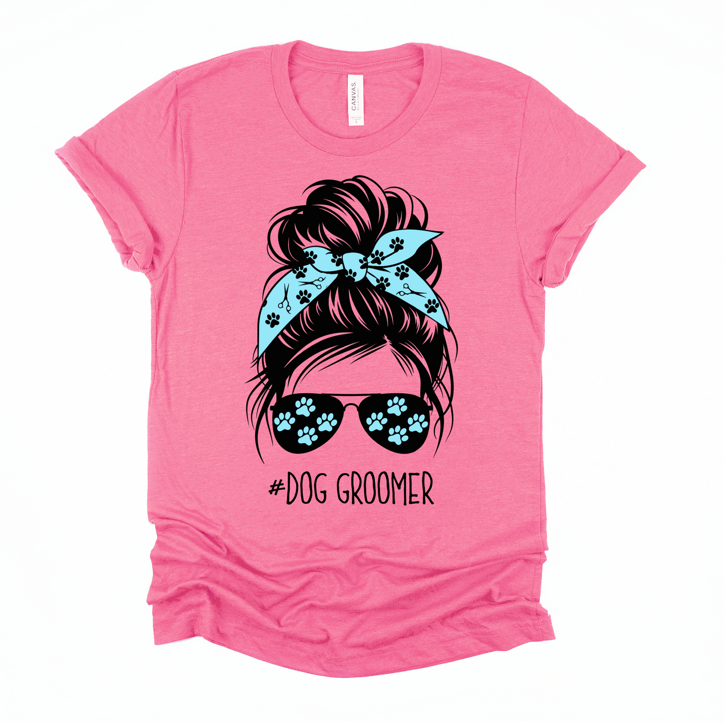 Bella or Comfort Colors Dog Groomer Tee/ Messy Bun Dog Groomer Shirt