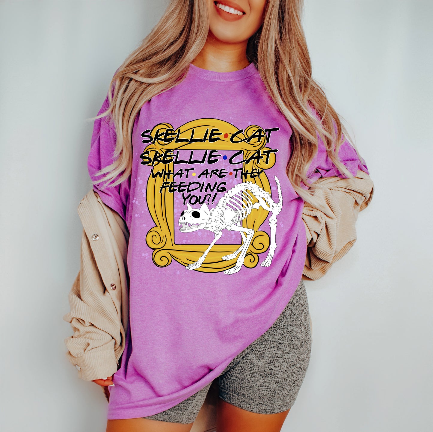 Soft Style Skellie Cat What Are They Feeding You Tee/Halloween Fall Shirt/ Adult Shirts