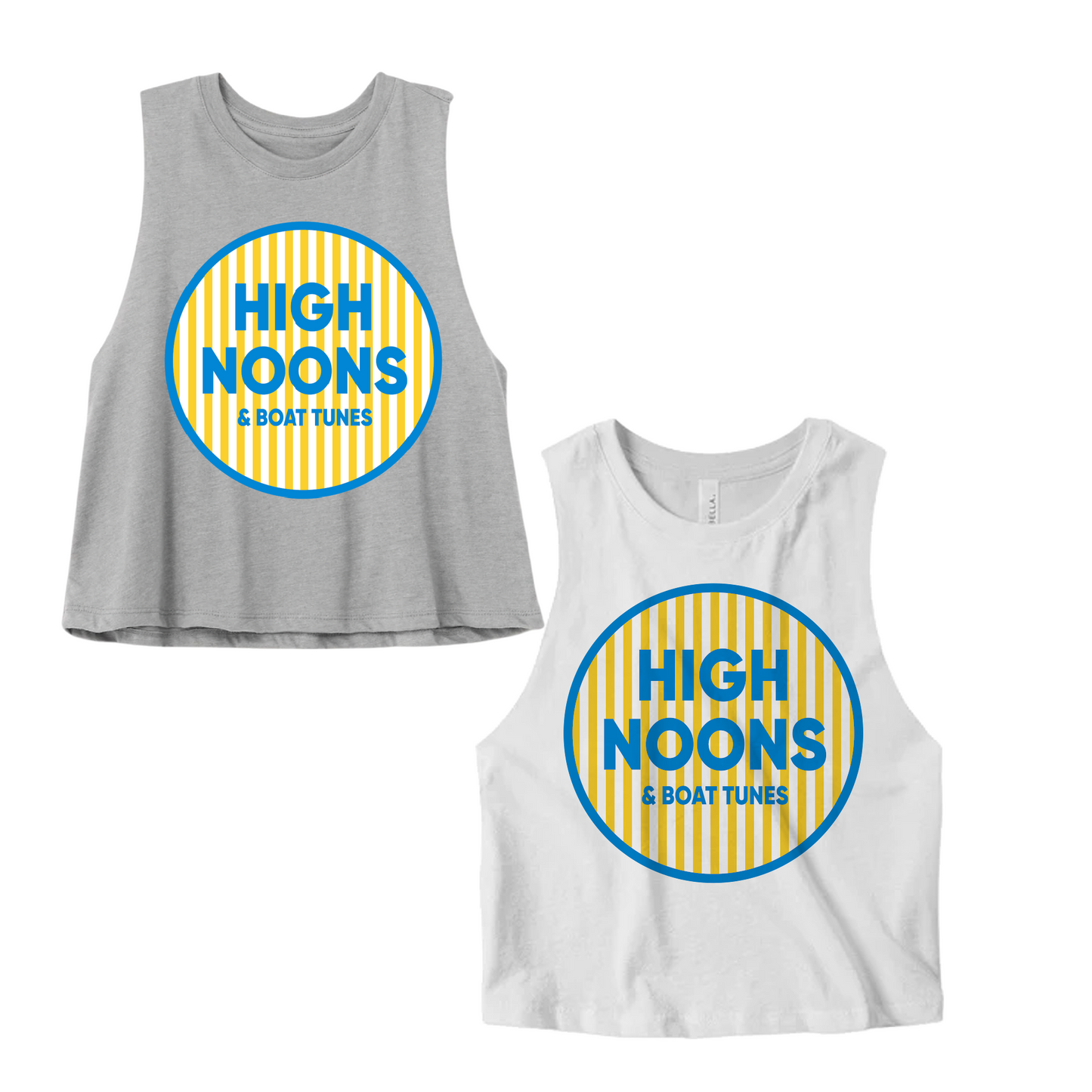 High Noons and Boat Tunes Summer Cropped Tank Top / Adult Sizes / Lake Tank/ Multiple Colors