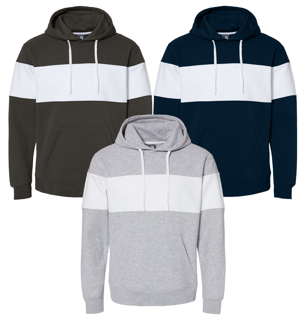 Multiple Colors- Custom Personalized Baseball Design J. America - Varsity Fleece Colorblocked Hooded Sweatshirt Hoodie